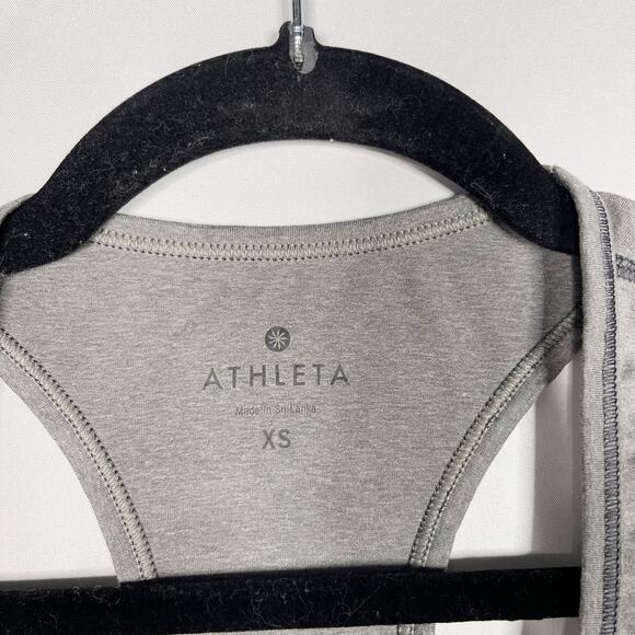 Athleta XSmall XS Gray Heather Chi Tank Top Scoop Neck Racerback Workout Stretch - Picture 7 of 9